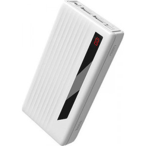 Power Bank Hoco J27A Wide energy 20000 mAh με USB-C / Micro-USB και 2 Θύρες USB Λευκό με Λειτουργία Φακού 6957531099901